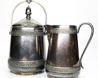 Middletown Plate Co. Quadruple Plate Hard White Metal Cream & Sugar #510 Coffee Serving Set Elegant Table Decor
