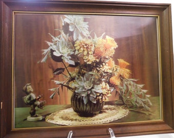 Vintage 1970s 3D Holographic Floral Still Life Wall Art MCM