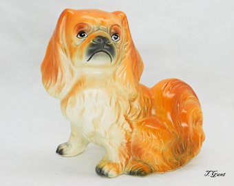 Vintage Made in Japan Norcrest Ceramic Pekingese Dog Figurine