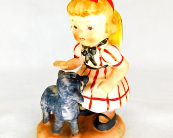 Adorable Vintage Rare MIJ Baa Baa Black Sheep Nursery Rhyme Figurine 1940's#2813 Sanox or Ganox 1940's Little Girl Figure