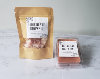 Chocolate Brownie Soy Wax Melts | Chocolate Soy Wax Melts | Dessert Soy Wax Melts | Mini Heart Wax Melts |  3oz Clamshell Soy Wax Melts