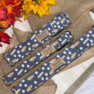 S&#39;mores Dog Collar, Martingale or Flat Collar, Thanksgiving Dog Collar, Fabric Dog Collar, KandMcollars, Fall Pet Accessories