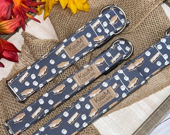 S'mores Dog Collar, Martingale or Flat Collar, Thanksgiving Dog Collar, Fabric Dog Collar, KandMcollars, Fall Pet Accessories