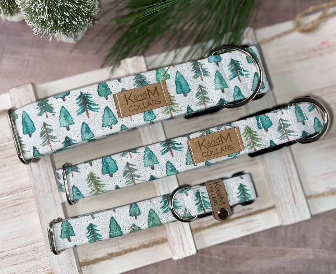 Christmas Pine Dog Collar, Martingale or Flat Collar, Christmas Dog
