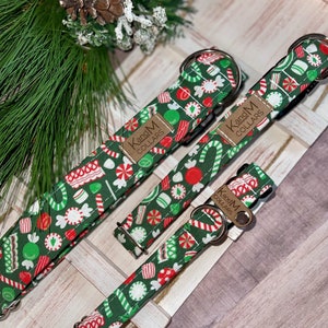 Christmas Candy Dog Collar, Martingale or Flat Collar, Festive Dog Collar, Fabric Dog Collar, KandMcollars, Christmas Pics