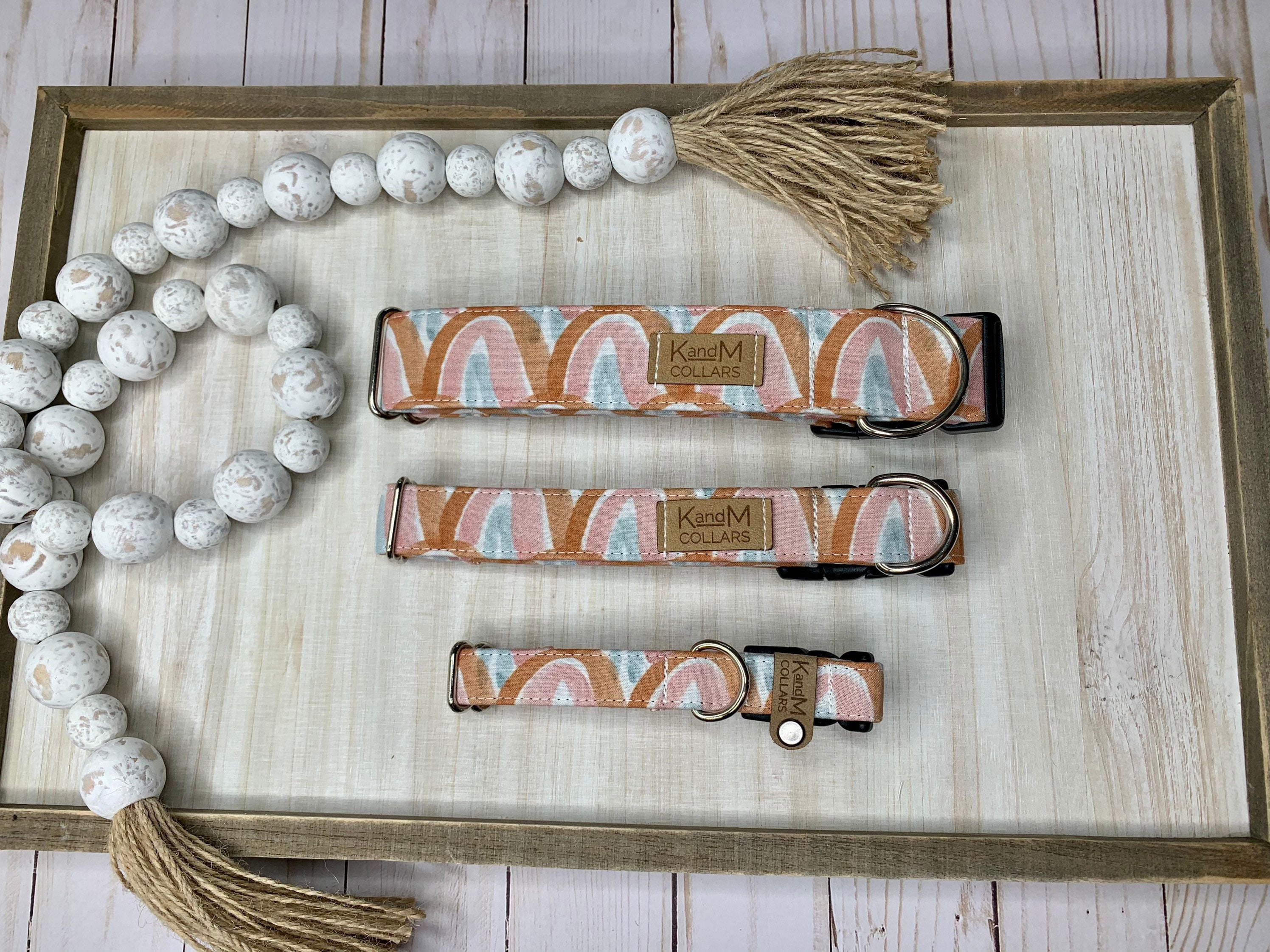 Earth Tone Watercolor Rainbow Dog Collar, Martingale or Flat Collar, …