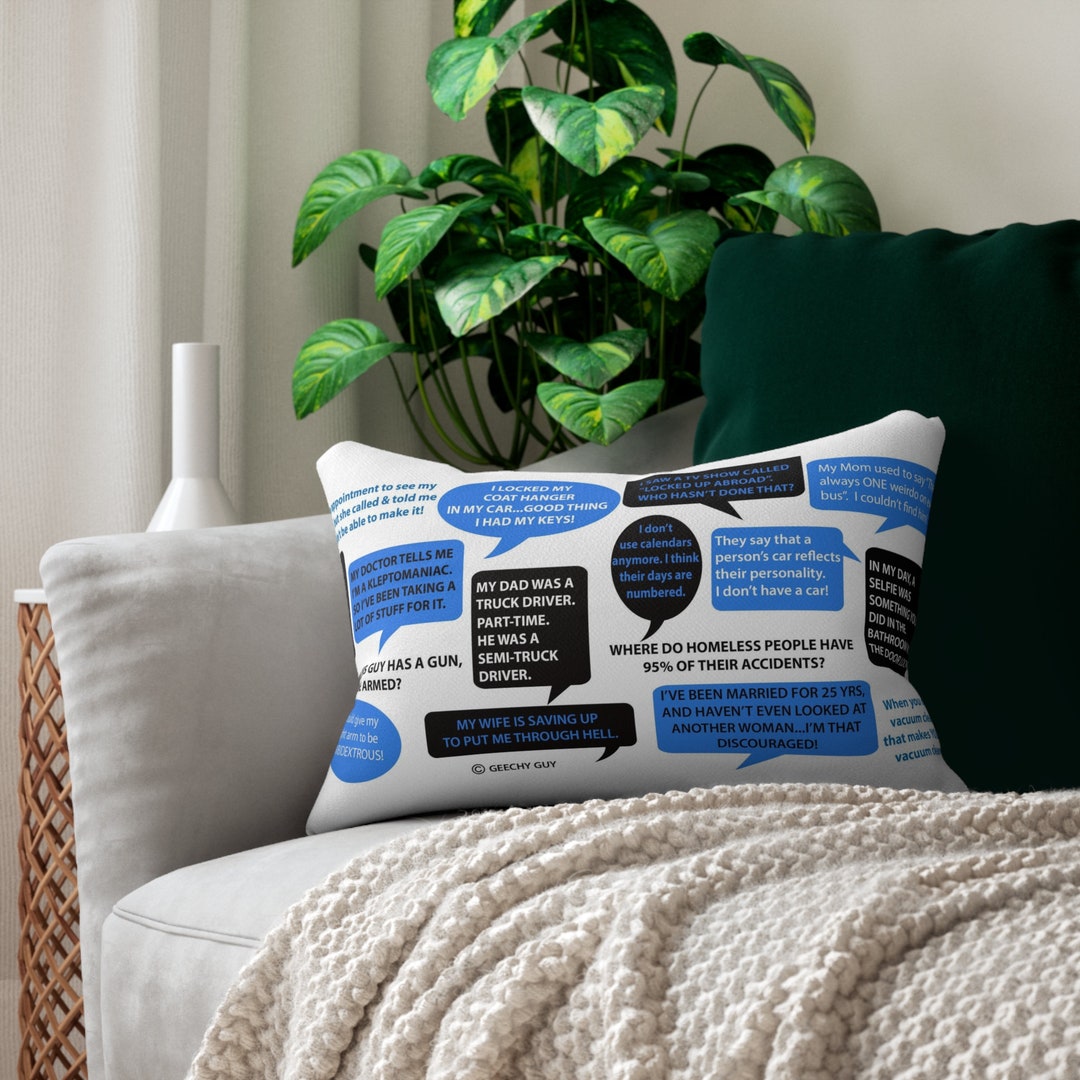 DAD JOKES PILLOW Geechy Guy 16 Original Jokes Lumbar Pillow Blue Etsy