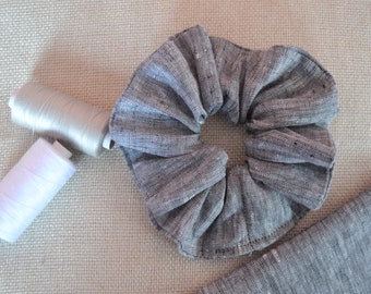 Linen Hair Scrunchies, Grey Orange Scrunchies, Linen Hair, Scrunchie for Girls,  Scrunchie Natural Linen, Organic Scrunchie, Women's Gift