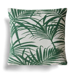 Green palm cushion cover, Tropical cushion cover, Sofa decor pillow, Botanical pillow case, Family gift, Palm Cushion gift for family