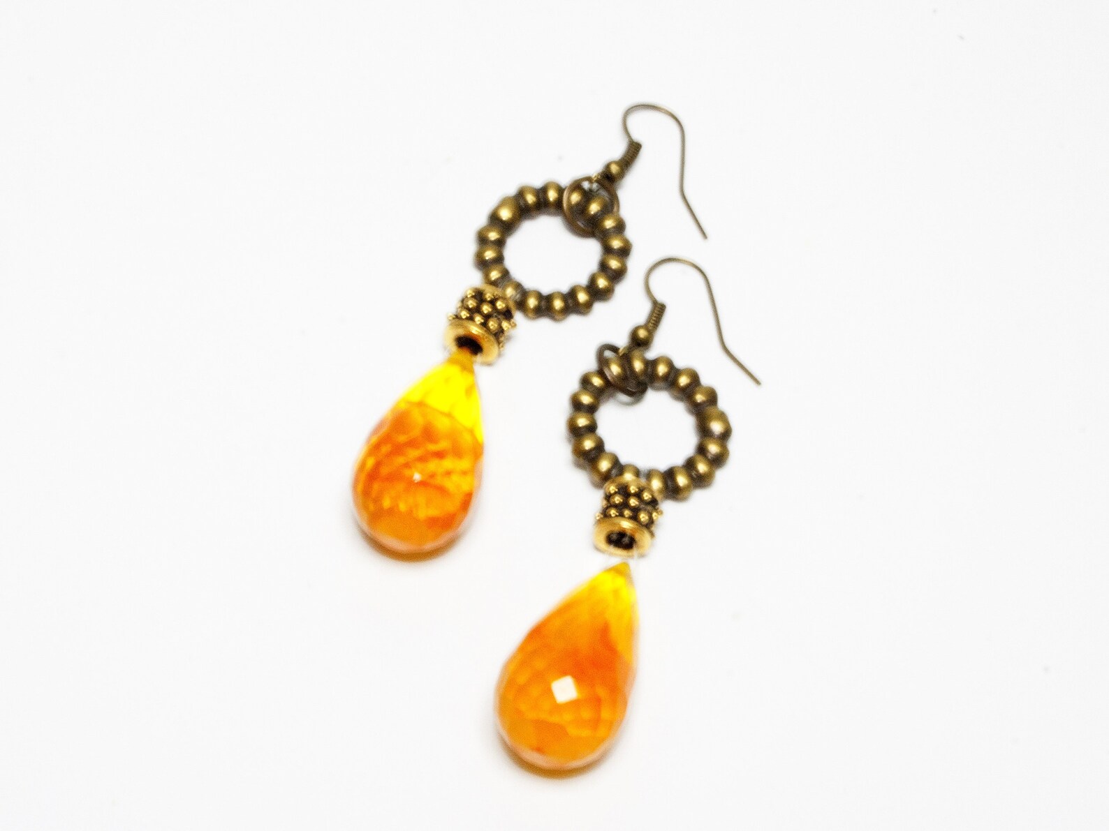Orange Dangle earrings Drop Earrings Statement earrings Quartz Etsy