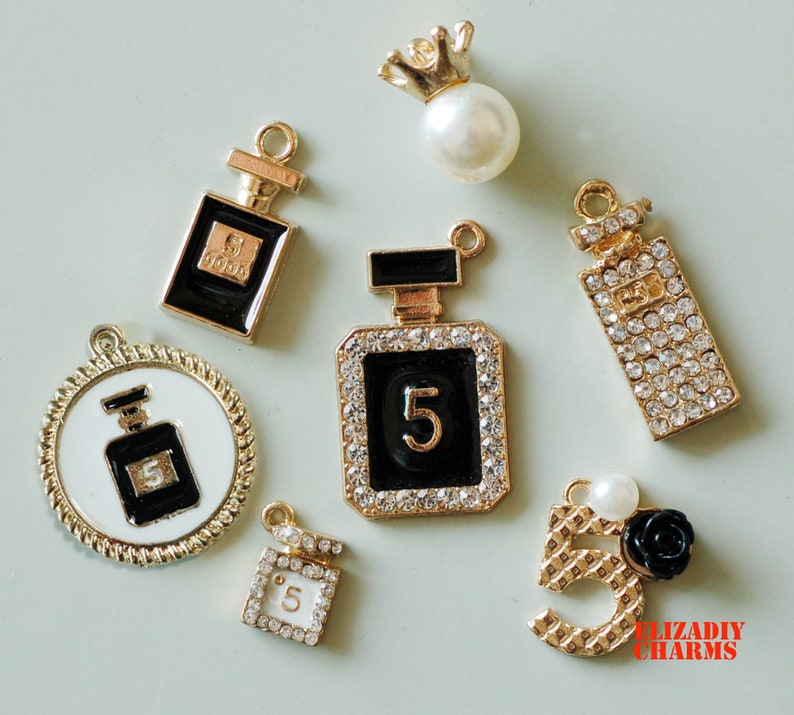 Designer Charms Alloy Perfume Bottle Medallion Five Bow Etsy
