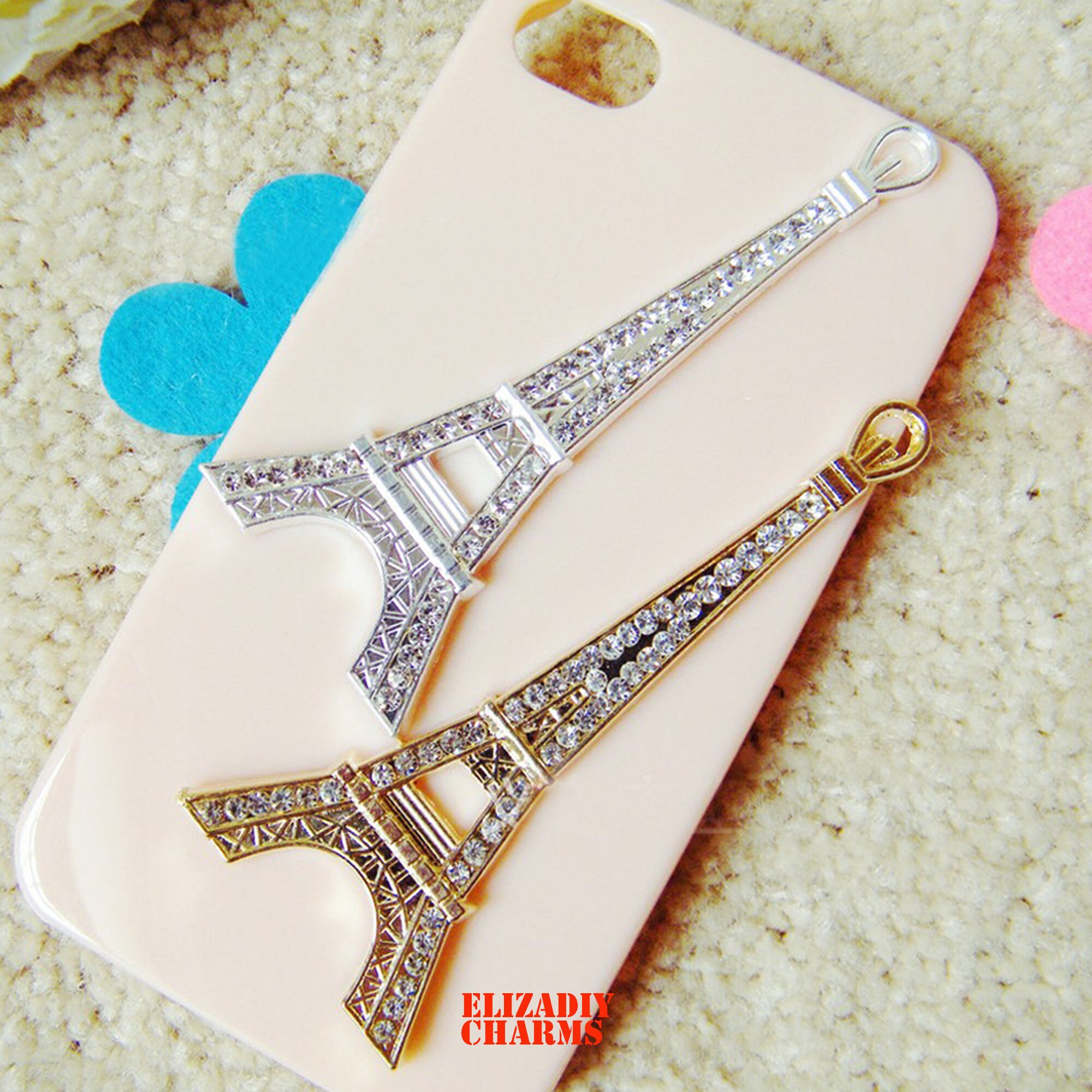 Phone case Charms Alloy Eiffel Tower Kawaii Cabochon Deco DIY Etsy