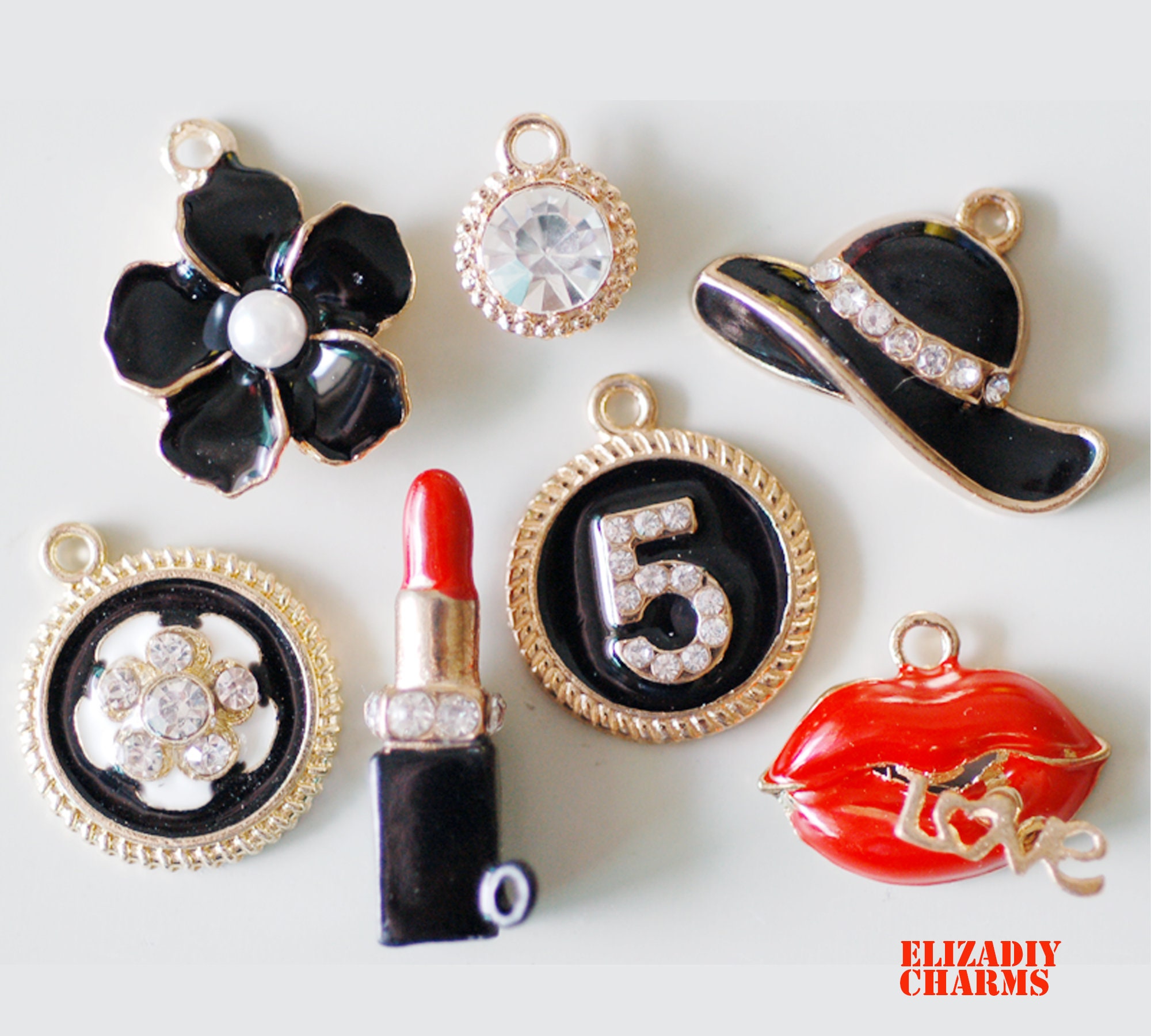 Designer Charms Alloy Medallion Number Five Lipstick Etsy