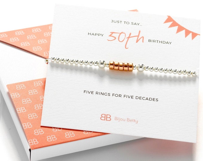 50th Birthday Jewellery, 50th Birthday Idea, 50th Birthday Bracelet, Friend 50th Birthday, Mom