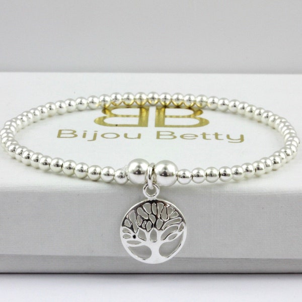 Tree Of Life Bracelet - Sterling Silver Stretch Bracelet - Sister Bracelet - Mother Bracelet - Family Tree Bracelet - Women Bracelet - Tree