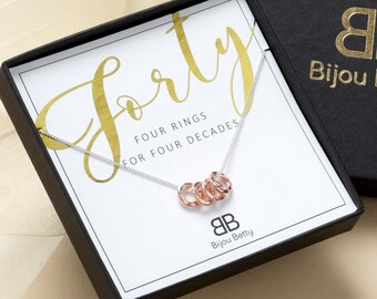 40th Birthday Silver Necklace 40th Birthday Gift 40th Gift Etsy