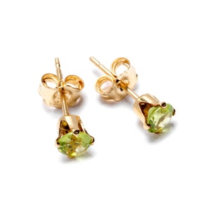 Gold Peridot Edelstein Ohrringe - Geburtsstein Ohrstecker