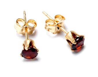 14k Gold Filled Garnet Stud Earrings: January Birthstone
