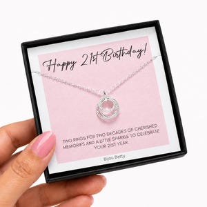 21st Birthday Silver Ring Necklace Gift For Daughter Sister Friend Niece Granddaughter, Plated