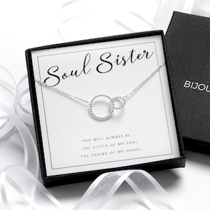 Bester Freund Geschenk | Sterling Silber Halskette | Soul Sister Schmuck | Verkettete Kreise Halskette oder Armband | Geburtstag oder Weihnachten