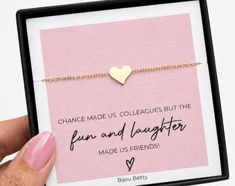 Kollegen Geschenk Armband, Gold Herz Schmuck für Arbeit Freund, Ruhestand verlassen Danke Geschenk