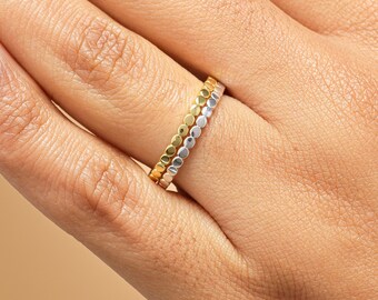 Dot Ring: 14K Gold Plated Sterling Silver Stacking Ring