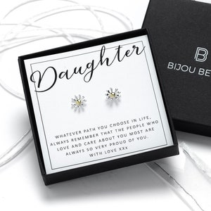 Daughter Earrings Sterling Silver Daisy Gift Birthday Graduation