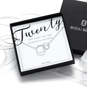 Sterling Silver 20th Birthday Necklace: Interlinked Rings Keepsake