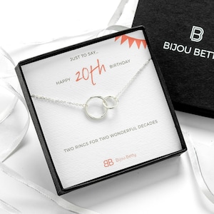20th Birthday Necklace or Bracelet Sterling Silver Interlinked Gift