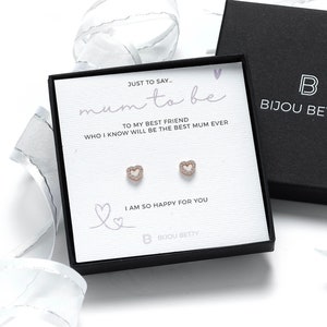 Mum to Be Earrings Sterling Silver Gift for New Mum Heart Studs