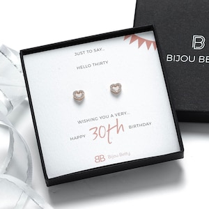 Cadeau 30e anniversaire de boucles d'oreilles en argent sterling CZ