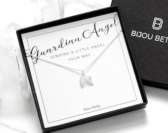 Sterling Silver Guardian Angel Sympathy Necklace, Memorial Gift