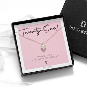 21st Birthday Sterling Silver Heart Necklace – Milestone Gift For Daughter, Friend, Sister