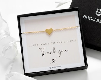 Thank You Gift For Her: Gold Mini Heart Bracelet