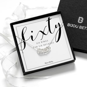60th Birthday Sterling Silver Necklace: Six Decade Rings