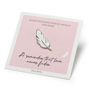 Sympathy Gift Enamel Feather Pin Memorial Keepsake Bereavement