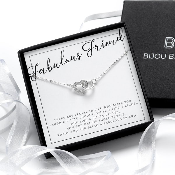 Collar de la mejor amiga, corazón de plata de ley con circonitas cúbicas, regalo para atesorar