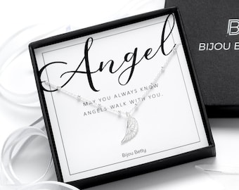 Sterling Silver Angel Wing Necklace: Guardian Keepsake Gift
