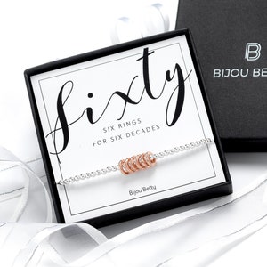 60th Birthday Sterling Silver Bracelet Gift for Her