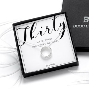 Collar de plata para el 30.° cumpleaños - Regalo para el 30.° cumpleaños - Regalo para el 30.° cumpleaños para ella - Regalo para el 30.° cumpleaños para la hija - Regalo para el 30.° cumpleaños para una amiga - Joyas para el 30.° cumpleaños