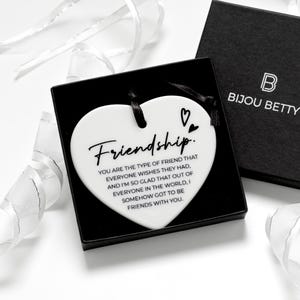 Friend Gift Ceramic Heart Keepsake Best Friend Quote Ribbon. Birthdays, Christmas or Thank You Gift