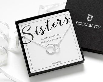 Sister Necklace Sterling Silver, Interlocking Circles, Birthday or Christmas Gift, Sister Jewellery