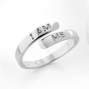 Sterling Silver Affirmation Ring, I Am Me Ring, Adjustable Ring, Silver Wrap Ring, Thumb Ring, Affirmation Jewellery, Motivational Ring