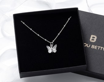 Vlinderketting, zilveren vlinderketting, vriendschapsketting, vlindersieraden, stapelbare ketting, kleine vlinderketting