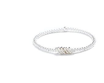 60th Birthday Sterling Silver Bracelet – 6 Rings for 6 Decades