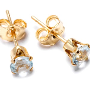Aquamarine Gold Filled Stud Earrings: March Birthstone Gift