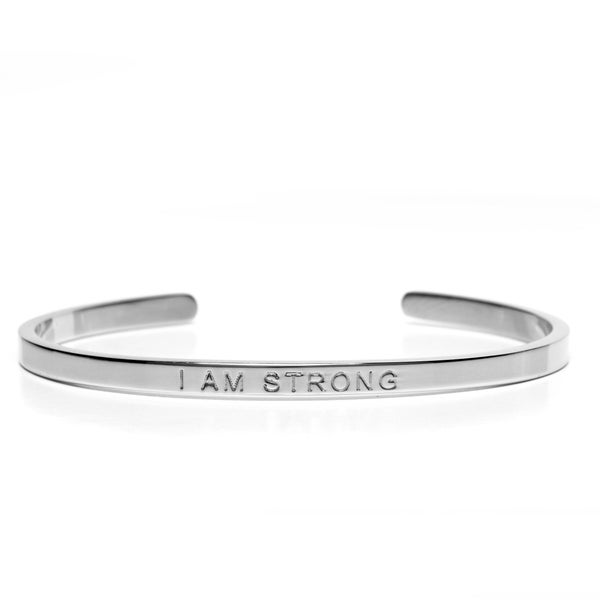 I AM STRONG, Bracciale Affirmation Cuff, Polsino regolabile, Affirmation Jewellery, Motivational Jewellery, Affirmation Bracelet Woman