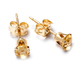 Delicate Gold Stud Citrine Earrings • November Birthstone • 14K Gold Fill • Subtle Everyday Sparkle Citrine Stud Earrings • Gemstone Earring