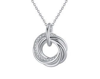 60th Birthday Sterling Silver 6 Rings Necklace
