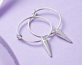 SILVER SPIKE EARRINGS/Silver Hoop Earrings/Sterling Silver Spike Earrings/Silver Hoop Spike Earrings/Hoops with Spikes/Solid Silver Earrings